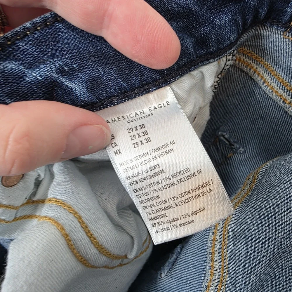 American Eagle Medium Wash Whiskering Airflex Relaxed Straight Jeans Size‎ 29×30